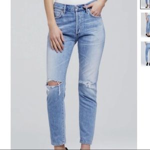 Citizens of Humanity Liya High Rise Classic Fit Jean - light wash, torn